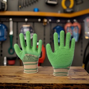 Guantes Verdes de Punto de Calibre 10 con 5 Hilos, Recubrimiento de Látex Arrugado en la Palma, Sin Costuras, para Uso General - Product Image 5