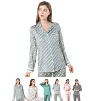 Women's Long-Sleeve Satin Pyjamas, Spandex PJS