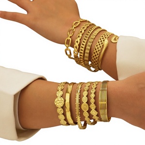 Yitang Fashion Unisex Volcanic Irregular Vintage Party <b>Crystal</b> Rhinestone Bangle Golden Zinc Alloy 18K Open <b>Bracelet</b> - Product Image 4