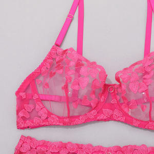 瑞艺高品质粉色刺绣内衣女式性感内衣定制3件套奢华内衣 - Product Image 5