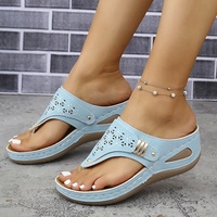 Sandales d'été rétro 2026 – Tongs compensées en cuir PU pour femmes – Vente en gros