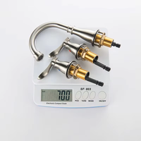 Robinet moderne double eau chaude/froide avec compteur, nickel brossé, montage sur comptoir, en acier inoxydable, avec cartouche céramique, entreaxe 8 pouces, 3 sorties