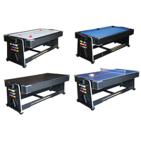 Mesa de Juego Moderna 4 en 1 de 7 pies, Equipo Deportivo de Interior de Gran Venta, Incluye Mesa de Billar, Hockey de Aire, Bolsillos de PVC y Rieles de MDF