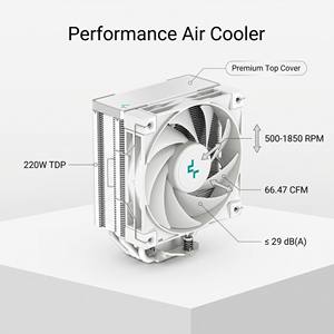 Refroidisseur d'air pour processeur DeepCool AK400 WH blanc pour LGA1700 1200 115X et AM5 AM4 avec TDP de 220W, ventilateur PWM de 120 mm, conçu avec une matrice dense - Product Image 6
