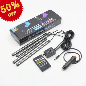 Strip lampu Interior LED, Strip lampu LED dekorasi fleksibel cahaya RGB Remote Control musik 17CM 5050 chip 12V