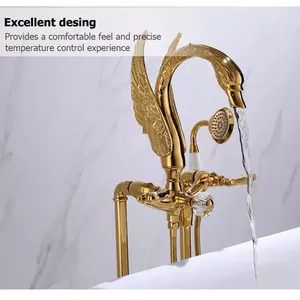 Robinet de douche à poser au sol <span class=keywords><strong>AMAXO</strong></span> 130 1012T-6 à poignée unique en laiton avec pommeau de douche rond à jet de pluie doux, certifié CE SASO UPC - Product Image 3