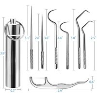 Ensemble de cure-dents en métal réutilisables portables HUFA avec support en acier inoxydable pour une utilisation de poche