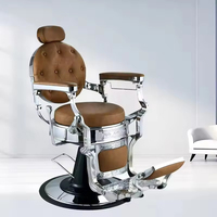 Chaise de coiffure de luxe avec cadre en métal argenté, réglable en hauteur par vérin hydraulique, pour salon de coiffure et atelier, chaise de barbier