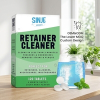Comprimés nettoyants effervescents en silicone OEM pour prothèses dentaires, saveur menthe, pour appareils orthodontiques, gouttières de nuit et protège-dents