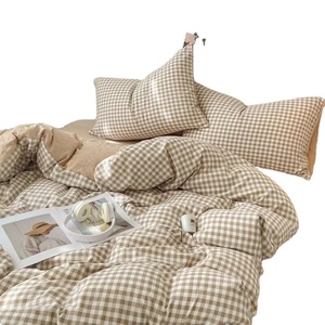 Ensemble <span class=keywords><strong>de</strong></span> <span class=keywords><strong>housse</strong></span> <span class=keywords><strong>de</strong></span> <span class=keywords><strong>couette</strong></span> moderne à carreaux Collection <span class=keywords><strong>de</strong></span> linge <span class=keywords><strong>de</strong></span> lit en coton <span class=keywords><strong>lavé</strong></span> ultra doux pour enfants/adultes prêt à envoyer des techniques <span class=keywords><strong>de</strong></span> fermeture éclair - Product Image 2