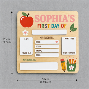 Insegna in Legno a Tema Ritorno a Scuola con Sezioni Riempibili per Traguardi Scolastici e Ricordi - Product Image 3