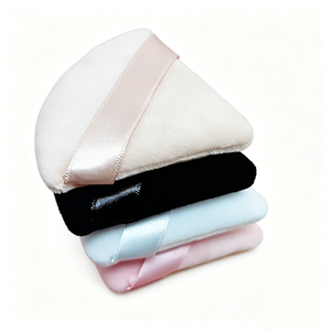 Poudriers triangulaires floqués en velours lavables, noirs, roses, blancs, beiges, pour poudre fixatrice et poudre compacte, avec emballage en boîte de maquillage - Product Image 3
