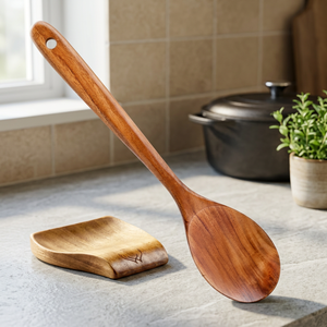 Ensemble de louches à soupe en bois à long manche, cuillères de cuisine ajourées, ustensiles de service pour la cuisine et la salle à manger - Product Image 4