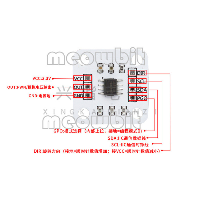 As5600 Magnetic Encoder Module 3.3V Iic Interface 12Bit High Precision Angle Sensor With Magnet