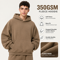 Sweat à capuche en molleton 350 GSM, coupe ample, épaules tombantes, manches lanternes, coupe courte, coupe large, épais, pour homme, marque privée, fourniture OEM