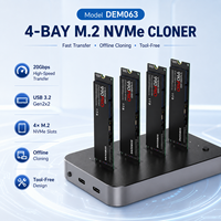 Docking Station SSD NVMe PCIe Gen3x4 M.2 4-Bay Offline Clone 20Gbps USB3.2 Gen2x2 Aluminium PD45W Maks 8TB M Key SSD