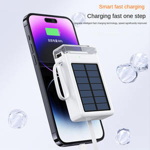 Banque d'alimentation <span class=keywords><strong>solaire</strong></span> 20000mAh avec 4 câbles intégrés, lampe torche LED, <span class=keywords><strong>portable</strong></span>, charge rapide 5V/2.1A pour le camping en plein air - Product Image 4