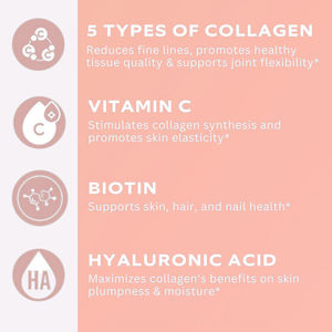 Complexe <span class=keywords><strong>multi</strong></span>-collagène avec biotine, acide hyaluronique et vitamine C pour la beauté des cheveux, de la peau et des ongles – Complément alimentaire pour adultes - Product Image 5