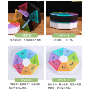 Boîte à pilules hebdomadaire en plastique avec compartiments pour la maison et les voyages - Product Image 2