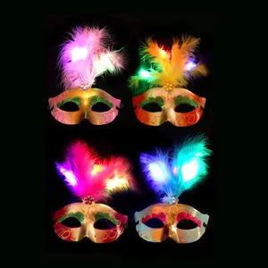 Kadın erkek karnaval maskeli kostümleri aksesuarları oyun dekorasyon parti LED karnaval maskeleri