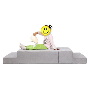 Children's Foam Step <b>Sofa</b> Modular Design For <b>Kids</b> Playroom 3 Years And Above Gray Color Option - Product Image 2