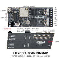 Módulo de Relé de 2 Canales LILYGO T-2CAN ESP32-S3 con Controlador CAN MCP2515 Independiente, Interfaz SPI, Placa de Relé Esp32
