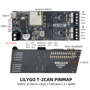 LILYGO T-2CAN ESP32-S3 <span class=keywords><strong>2</strong></span>-Kanal-Relaismodul mit eigenständigem DC MCP2515 <span class=keywords><strong>CAN</strong></span>-<span class=keywords><strong>Controller</strong></span> SPI-Schnitts telle Esp32-Relaisplatine - Product Image 4