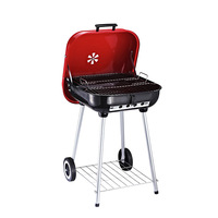 Barbecue à charbon de bois carré sur chariot, sans fumée, en fer de qualité supérieure, pour jardin extérieur