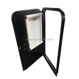 <span class=keywords><strong>Puerta</strong></span> Redonda Negra Personalizada para Autocaravana, Remolque o <span class=keywords><strong>Caravana</strong></span>, con Ventana Abrible, Persiana y <span class=keywords><strong>Mosquitera</strong></span> - Product Image 4