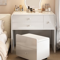 Table de maquillage intégrée à la table de chevet, table de toilette pour filles, rangement minimaliste, petit bureau compact, coiffeuse
