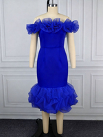 ADR051168 Robe moulante élégante sans bretelles à fleurs, vert menthe, robes de soirée longueur genou