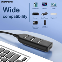 Adaptateur de concentrateur USB Monfonk Hi-Speed, mini concentrateur USB 2.0, séparateur 4 ports pour PC, ordinateur portable, ordinateur portable, périphériques informatiques