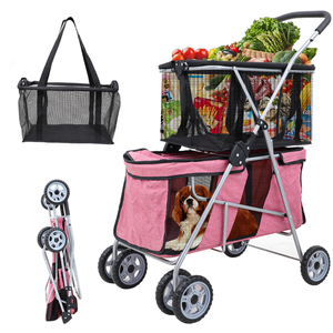 Poussette pour animaux de compagnie pliable à deux étages de haute qualité <span class=keywords><strong>chariot</strong></span> Portable de luxe pour animaux de compagnie pour chiens chats petit sac de <span class=keywords><strong>Transport</strong></span> d'animaux fournitures pour animaux de compagnie - Product Image 1