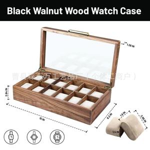 Black Walnut Wood <b>Watch</b> Box Rectangular Flip Top Solid Wood Integrated Display Jewelry Storage <b>Case</b> - Product Image 4