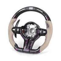 Roda kemudi LED karbon tempa setengah berlubang, roda kemudi untuk mobil Coupe F10 F20 F22 F30 F32 M5 F90 F80 M3 M4 F82 M2 F87