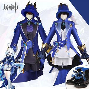 Disfraz de mujer de lujo Anime <span class=keywords><strong>Cosplay</strong></span> trajes juego Genshin Impact Furina <span class=keywords><strong>Cosplay</strong></span> disfraz Focalors vestir con sombrero - Product Image 1