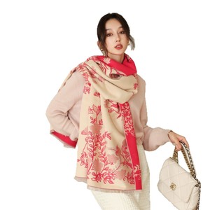 Commercio all'ingrosso della fabbrica nuova sciarpa di coniglio carina Double face Jacquard sciarpa finto Cashmere avvolgente ragazze inverno ha rubato spesso scialle collo caldo - Product Image 5