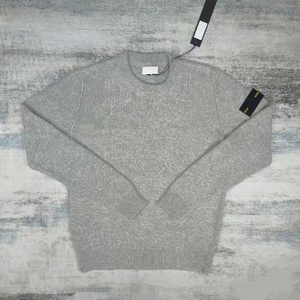 Pull tricoté classique gris vintage à capuche en molleton uni de luxe pour homme, 100 % coton, extensible et ajusté, idéal pour l'automne - Product Image 1