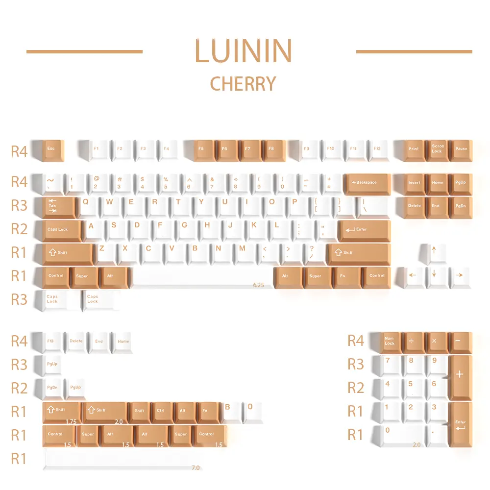 Demi-capuchon de clavier de couleur à Sublimation sur 5 côtés cherry 1.7mm 128 touches PBT pour clavier de jeu personnalisé