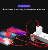 Cable USB Retráctil 3 en 1 con Logotipo Personalizado, Carga Rápida de 2.4A, Gran Venta, con Micro Tipo-C L para Computadoras, Auriculares, Blindaje Trenzado