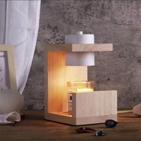 Lampe d'aromathérapie électrique en bois et bambou pour la fonte de cire, avec minuterie et fonctions de gradation, style moderne minimaliste, lampe de table