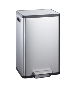 سلة مهملات Sunshine Square سعة 12 لترًا من الفولاذ المقاوم للصدأ للاستخدام الداخلي والخارجي، مزودة بدواسة قدم ومستشعر للحركة، مناسبة للمكتب والمنزل - Product Image 1