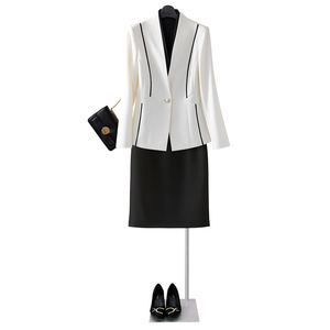 プラスサイズ長袖女性用スーツセットボタン無地ビジネスパンツブレザーオフィス用キャリアウェア女性用スーツタキシード - Product Image 3