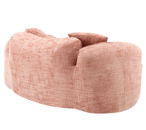 Divano curvo rosa per due persone. Ha braccioli su entrambi i lati, viene fornito con due cuscini - Product Image 4