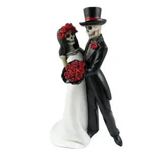 Polyresin/Hars Standbeelden Amor Por Vida Dansend Skelet Paar Handgeschilderde Collectible Dag Van De Dode Halloween Gothic liefhebbers