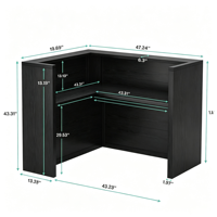 Comptoir de réception moderne en bois noir, comptoir carré, mobilier commercial durable pour bureau, hall d'hôtel