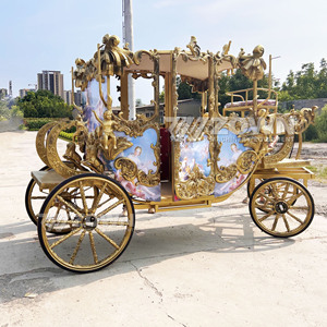 Open Top Golden Electric Horse Carriage Mural Panel CE Approved For <b>Film</b> Villa Art Scenic Spot Use - Product Image 4