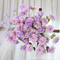 Fleurs artificielles sur le thème du violet pour les arrangements de mariage, y compris les décorations au sol, les vitrines et les décorations florales
