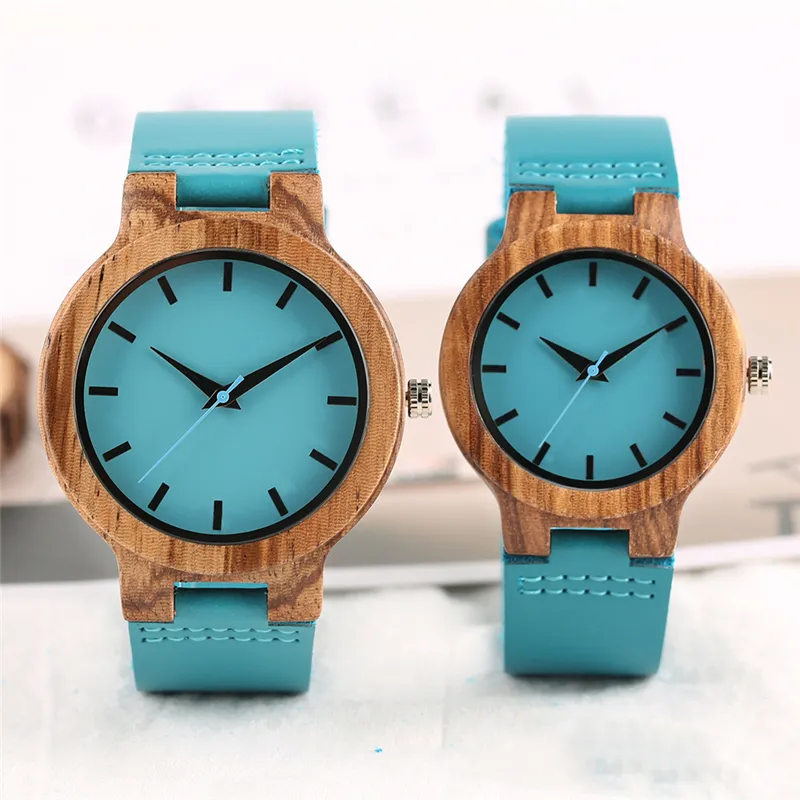 恋人のためのトップ高級木製時計カップル男性女性ミニマリストシンプルな本革ストラップクォーツ腕時計ギフト用時計