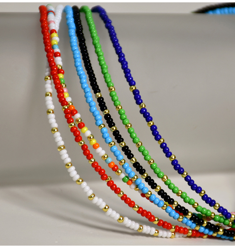 Handgefertigte Ethnische Halskette – Klobige Grün-schwarze Perlen Als Choker, Aus Indien